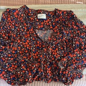 Universal thread floral wrap blouse